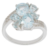 Sterling Silver Semi Mount Ring Setting Pear PE 8X6mm PE 5x3mm Bypass Cluster Ring - Syzjewelry